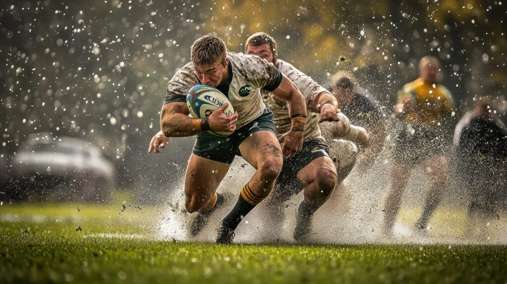 Rugby Players in a Heated Match